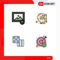 Mobile Interface Filledline Flat Color Set of 4 Pictograms of image probability binary recognition miss Editable Vector Design Elements