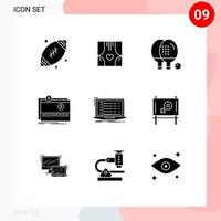 Set of 9 Modern UI Icons Symbols Signs for platform funding romance crowdfunding game Editable Vector Design Elements