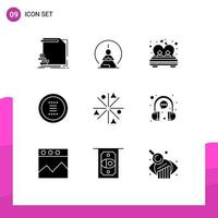 Pack of 9 creative Solid Glyphs of hamburger app mental romance love Editable Vector Design Elements