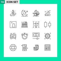 Pack of 16 creative Outlines of economy add foretelling camera fruits Editable Vector Design Elements