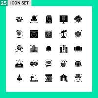 Universal Icon Symbols Group of 25 Modern Solid Glyphs of development computer pollution coding e Editable Vector Design Elements