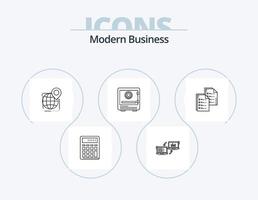 paquete de iconos de línea empresarial moderna 5 diseño de iconos. analítico. investigar. teléfono inteligente suministros. lápiz vector