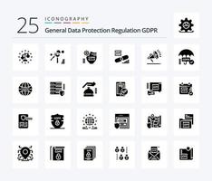 Gdpr 25 Solid Glyph icon pack including gdpr . security. security. protection vector