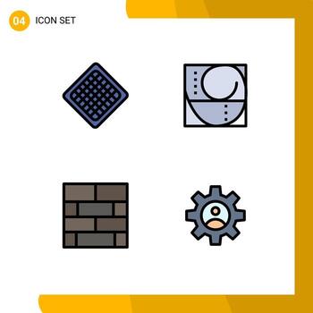 Pack of 4 Modern Filledline Flat Colors Signs and Symbols for Web Print Media such as fast form waffle proportion strategy Editable Vector Design Elements