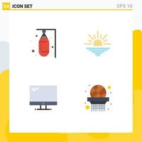 Group of 4 Flat Icons Signs and Symbols for bag computer sand light device Editable Vector Design Elements