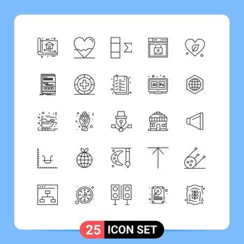 25 Universal Line Signs Symbols of passward web lab secure summary Editable Vector Design Elements