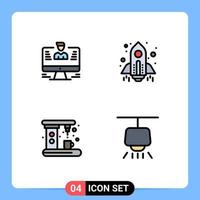 4 Universal Filledline Flat Color Signs Symbols of user appliances report spaceship kitchen Editable Vector Design Elements