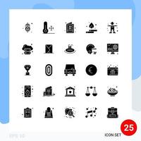 Modern Set of 25 Solid Glyphs Pictograph of character water weather spring new year Editable Vector Design Elements