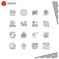 16 User Interface Outline Pack of modern Signs and Symbols of magician crystal device ball quality assurance Editable Vector Design Elements