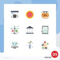 9 Flat Color concept for Websites Mobile and Apps finance banking estate test tubes laboratory Editable Vector Design Elements