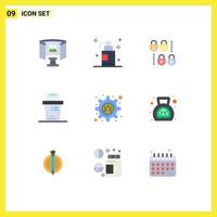 Set of 9 Modern UI Icons Symbols Signs for banking hacker lock cyber crime junk Editable Vector Design Elements