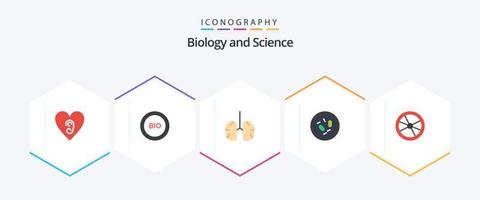 biología 25 paquete de iconos planos que incluye microbio. germen. anatomía. biología. cuidado de la salud vector