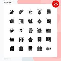 Set of 25 Modern UI Icons Symbols Signs for wrench server gdpr ribbon medals Editable Vector Design Elements