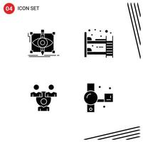 Pictogram Set of 4 Simple Solid Glyphs of design connection sketching bed ware office Editable Vector Design Elements