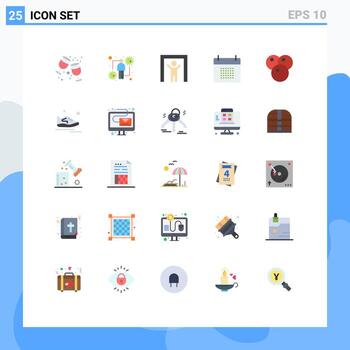 conjunto de pictogramas de 25 colores planos simples de evento de cereza fecha viral cita elementos de diseño vectorial editables vector