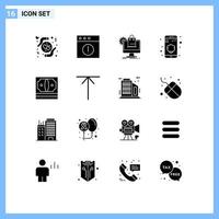 Set of 16 Commercial Solid Glyphs pack for finance business online security data Editable Vector Design Elements