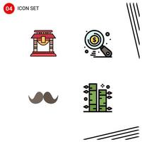 4 signos universales de color plano de línea de relleno símbolos de elementos de diseño vectorial editables masculinos de búsqueda china hipster de puerta vector