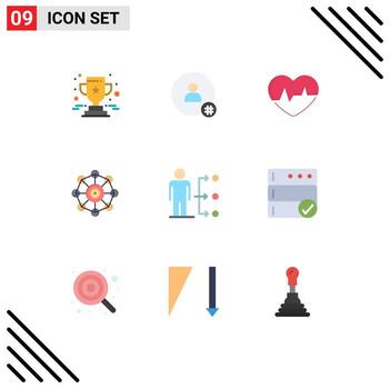 9 Universal Flat Colors Set for Web and Mobile Applications scince machine contact learning pulse Editable Vector Design Elements