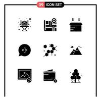 Modern Set of 9 Solid Glyphs and symbols such as nature science open molecule plus Editable Vector Design Elements