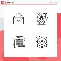 Universal Icon Symbols Group of 4 Modern Filledline Flat Colors of email employment open money news paper Editable Vector Design Elements
