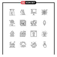 Set of 16 Commercial Outlines pack for hospital settings face public configuration Editable Vector Design Elements
