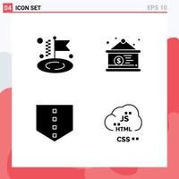 Set of 4 Modern UI Icons Symbols Signs for business cloud board dollar sign coding Editable Vector Design Elements