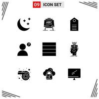 9 User Interface Solid Glyph Pack of modern Signs and Symbols of sousveillance grid clothes profile wear Editable Vector Design Elements