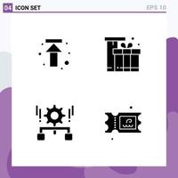 Group of 4 Solid Glyphs Signs and Symbols for arrow configuration upload package management Editable Vector Design Elements