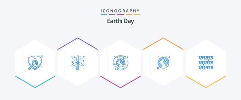 Earth Day 25 Blue icon pack including garland. world. earth. green. earth vector