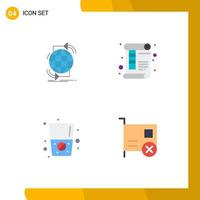 conjunto moderno de 4 iconos planos pictograma de conectividad regla red página agua elementos de diseño vectorial editables vector