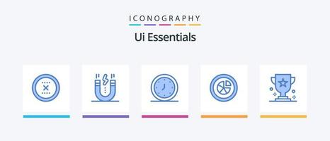 Ui Essentials Blue 5 Icon Pack Including diagram. analytics. magnet. timer. clock. Creative Icons Design vector