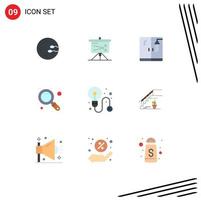 conjunto de 9 iconos de interfaz de usuario modernos signos de símbolos para elementos de diseño vectorial editables de lupa de zoom de gráfico de negocio de proceso vector