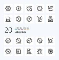 20 Ui Essentials Line icon Pack like close cancel time left circle vector