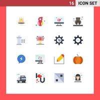 Group of 16 Modern Flat Colors Set for film spa monitor scent burner Editable Pack of Creative Vector Design Elements