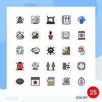 paquete de iconos de vector de stock de 25 signos y símbolos de línea para elementos de diseño de vector editables de libro de nube de dispositivo informático de dólar