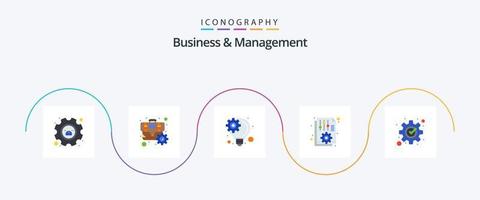 paquete de iconos planos de 5 negocios y administración que incluye administración. desarrollo. idea inovadora. informe. oficina vector