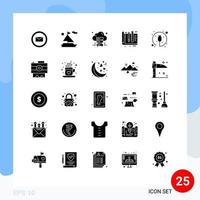 Solid Glyph Pack of 25 Universal Symbols of cable hardware server electronic ruler Editable Vector Design Elements