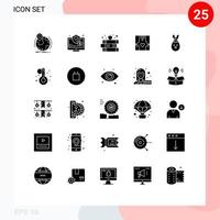 paquete de 25 glifos sólidos creativos de elementos de diseño vectorial editables de escuela de ventana de pantalla de sala de amor vector