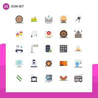 Group of 25 Modern Flat Colors Set for home door retrieve keys food Editable Vector Design Elements