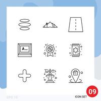 9 Universal Outlines Set for Web and Mobile Applications monitor typing scene screen grid Editable Vector Design Elements