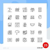 Universal Icon Symbols Group of 25 Modern Lines of phone code party lunch food Editable Vector Design Elements