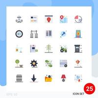 Set of 25 Modern UI Icons Symbols Signs for analytics pie browser chart location Editable Vector Design Elements