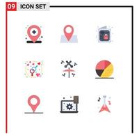 Set of 9 Modern UI Icons Symbols Signs for music wedding love birthday love engagement Editable Vector Design Elements
