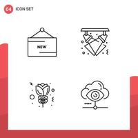 Pack of 4 creative Filledline Flat Colors of ecommerce night product disco red Editable Vector Design Elements