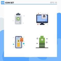 4 Universal Flat Icons Set for Web and Mobile Applications clipboard online test security shopping Editable Vector Design Elements