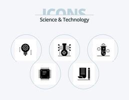 Science And Technology Glyph Icon Pack 5 Icon Design. molecule. chemistry. notepad. robotics. electronics vector