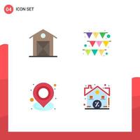 User Interface Pack of 4 Basic Flat Icons of autumn location house garland place Editable Vector Design Elements