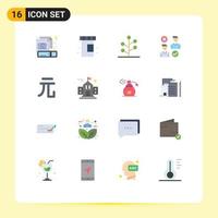 Modern Set of 16 Flat Colors Pictograph of currency good forest job group Editable Pack of Creative Vector Design Elements