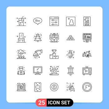 25 Universal Lines Set for Web and Mobile Applications cosmetics lipstick communication picture camera Editable Vector Design Elements