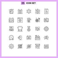 Universal Icon Symbols Group of 25 Modern Lines of adjustment hands setting analytics travel Editable Vector Design Elements